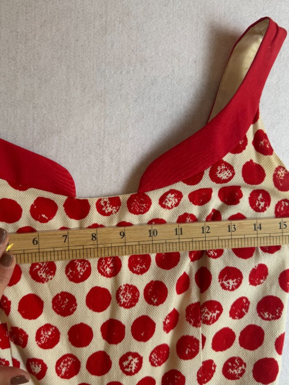 Vintage Inspired Elevenses Red And White Polka Dot Sleeveless Midi Dress Sz 4 - Picture 9 of 11
